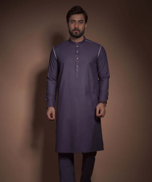 Deep Aubergine/Purple Textured Premium Kurta