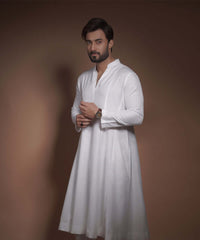 Offwhite Kalidar V-neck Kurta with Pyjama