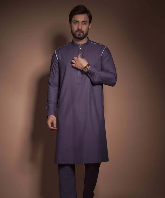 Deep Aubergine/Purple Textured Premium Kurta