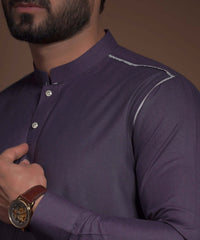 Deep Aubergine/Purple Textured Premium Kurta