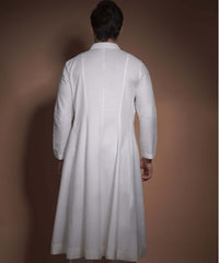 Offwhite Kalidar V-neck Kurta with Pyjama