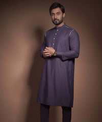 Deep Aubergine/Purple Textured Premium Kurta