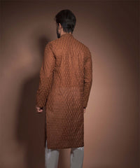 Burnt Sienna/Brown Honeycomb Chikankari Kurta