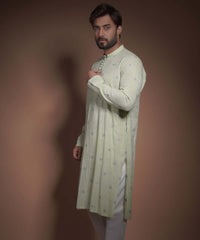 Pastel Mint Cotton Jacquard Kurta