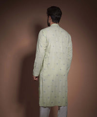 Pastel Mint Cotton Jacquard Kurta