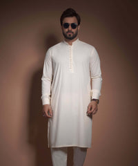 Bosci Cream Cotton/Viscose Blended IronEZ Kurta Pyjama