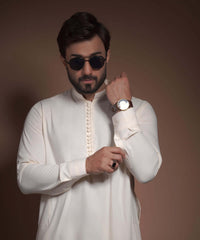 Bosci Cream Cotton/Viscose Blended IronEZ Kurta Pyjama