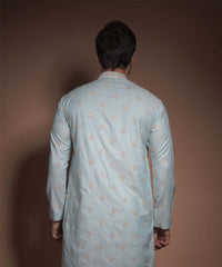 Powder/Chalk Blue Cotton Silk Kurta pyjama set