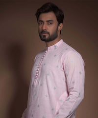 Heavenly Pink Cotton Jacquard Kurta