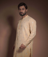 Dark Yellow Cotton Jacquard Kurta