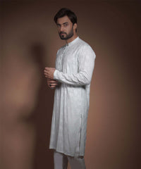 Ash Blue Rawsilk Kurta