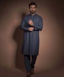Charcoal Grey/Blue Toned Textured Premium Kurta