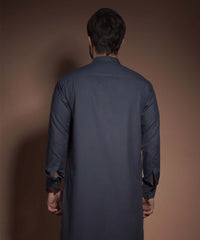 Charcoal Grey/Blue Toned Textured Premium Kurta