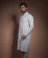 Ice Blue Cotton Jacquard Kurta