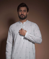 Ice Blue Cotton Jacquard Kurta