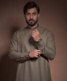 Olive Green Textured Premium Kurta