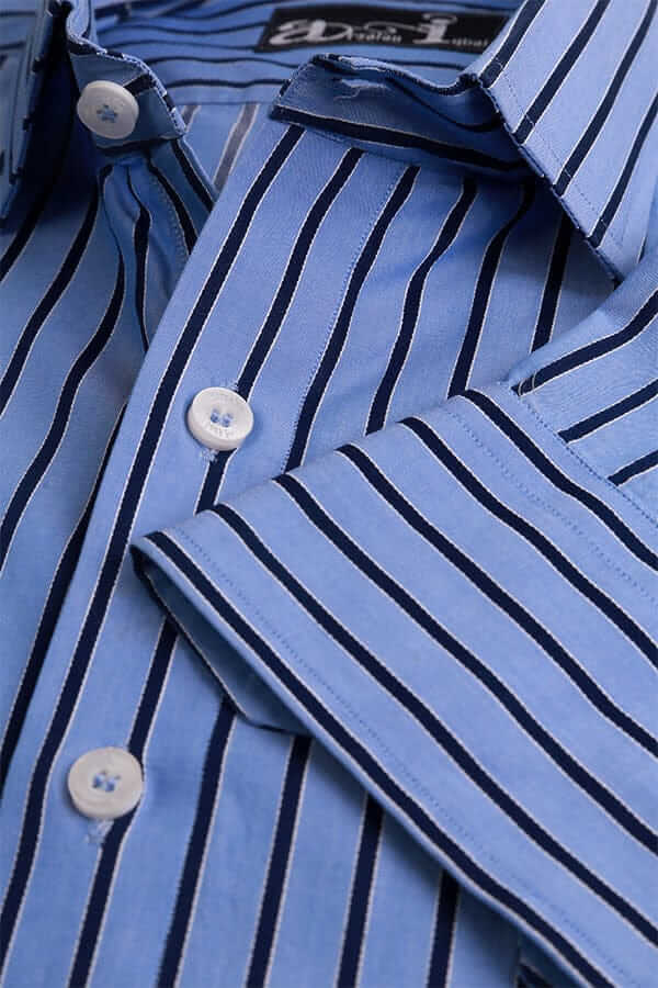 Blue with Black Pinstripes Formal Shirt 17 Blue with Black Pinstripes Formal Shirt 17