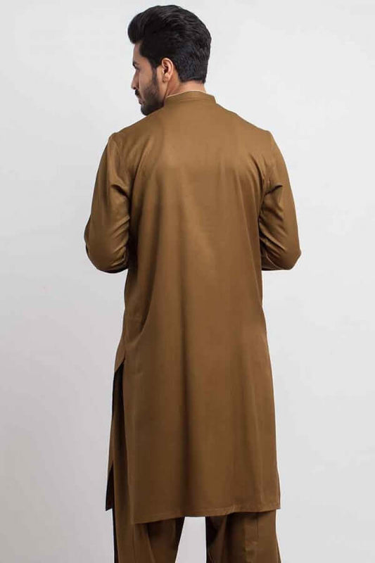 Brown -Thread-Shalwar-Kameez-For-Men