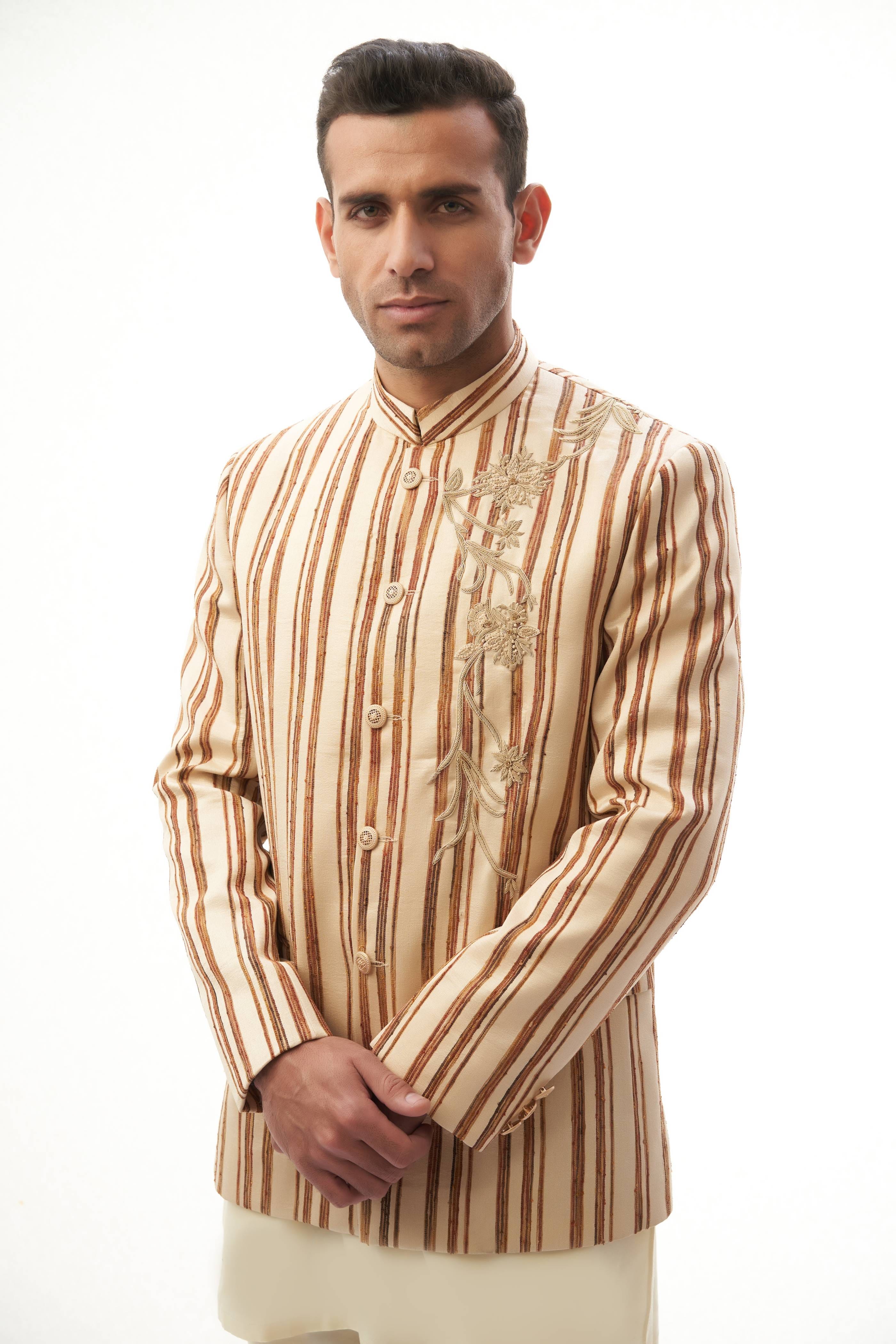 Brown & Beige  Jacket with Classic Kurta Pyjama