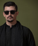Sooch'2026 - Jet Black Chikankari Kurta Pyjama Set with Patka