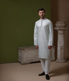 Sooch'2026 - Off-White & Mint Green Sequined Chikankari Kurta & Pyjama