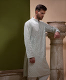 Sooch'2026 - Off-White & Mint Green Sequined Chikankari Kurta & Pyjama