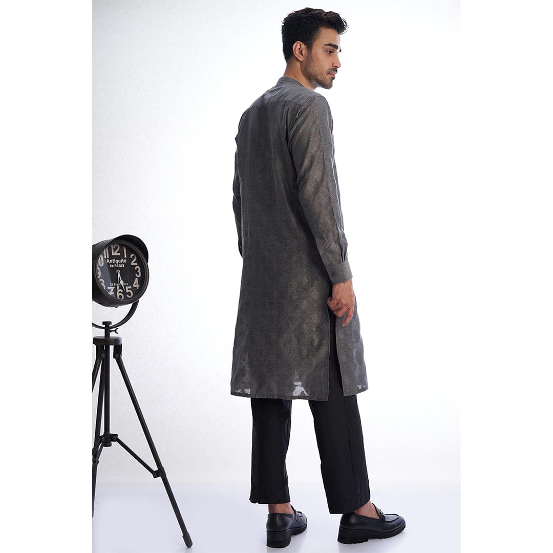 Charcoal Grey  Cotton Kurta for Men