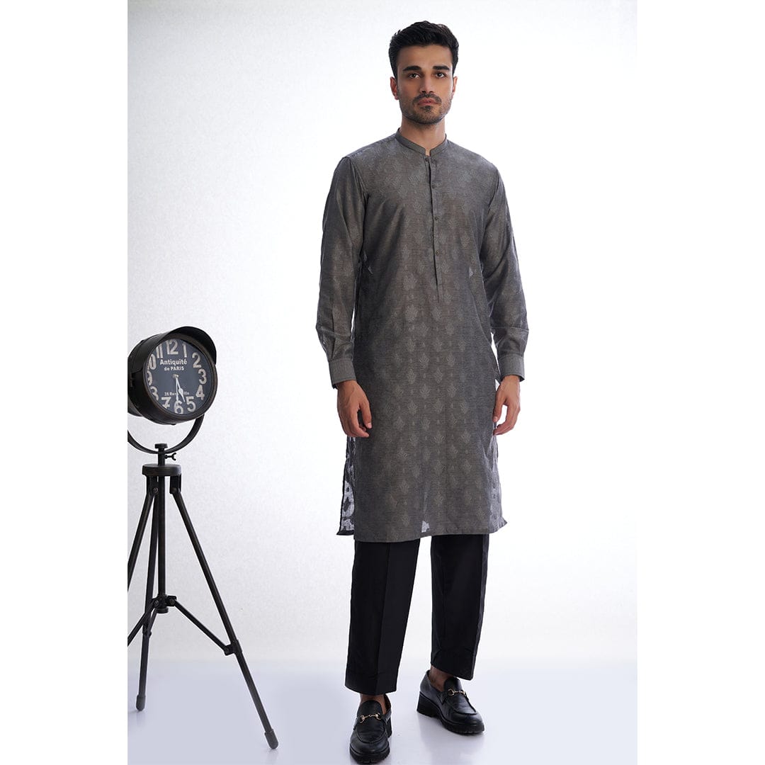 Charcoal Grey  Cotton Kurta for Men