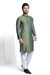 Classic Green Kurta with White Pyjama