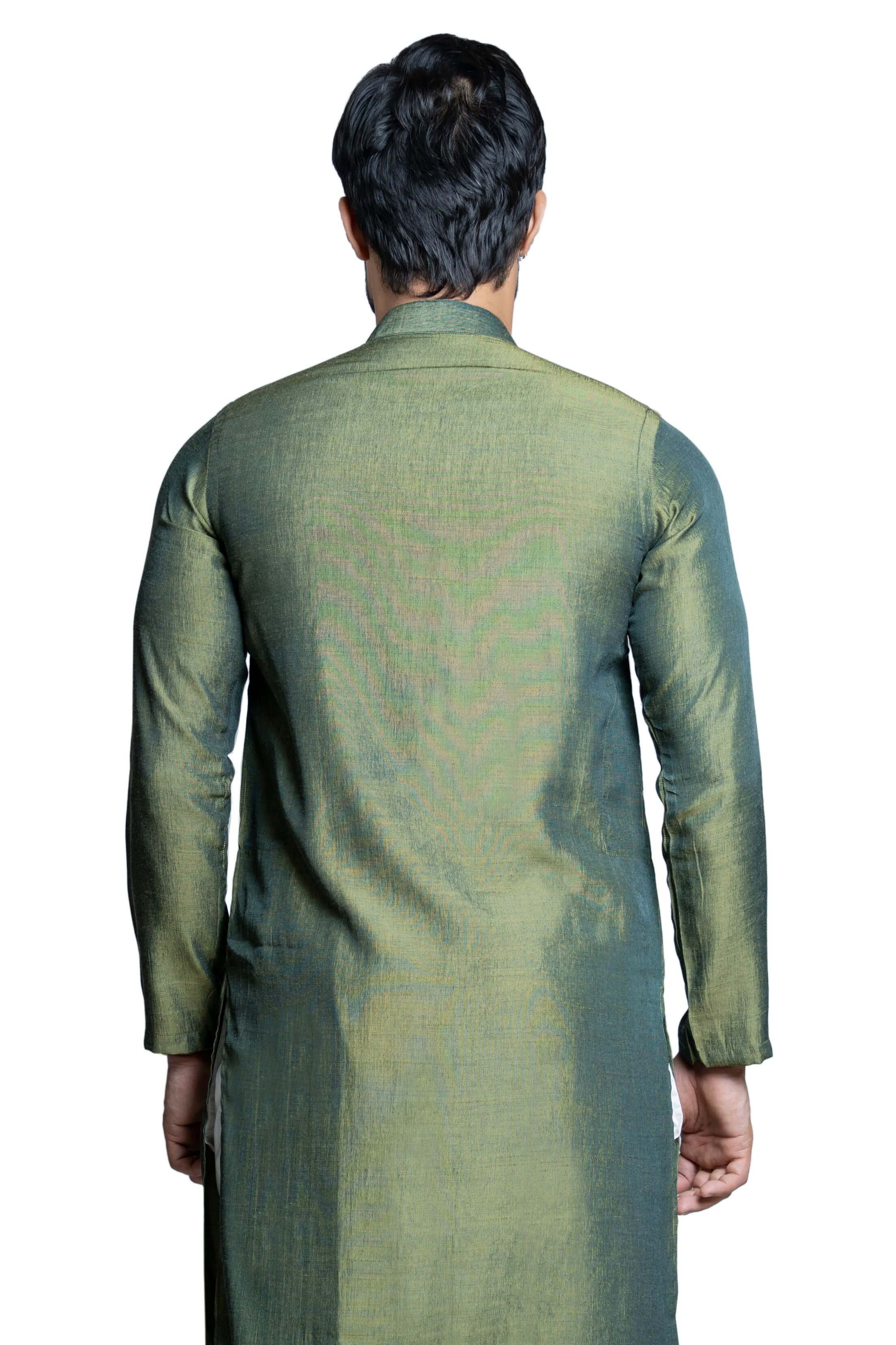 Classic Green Kurta with White Pyjama