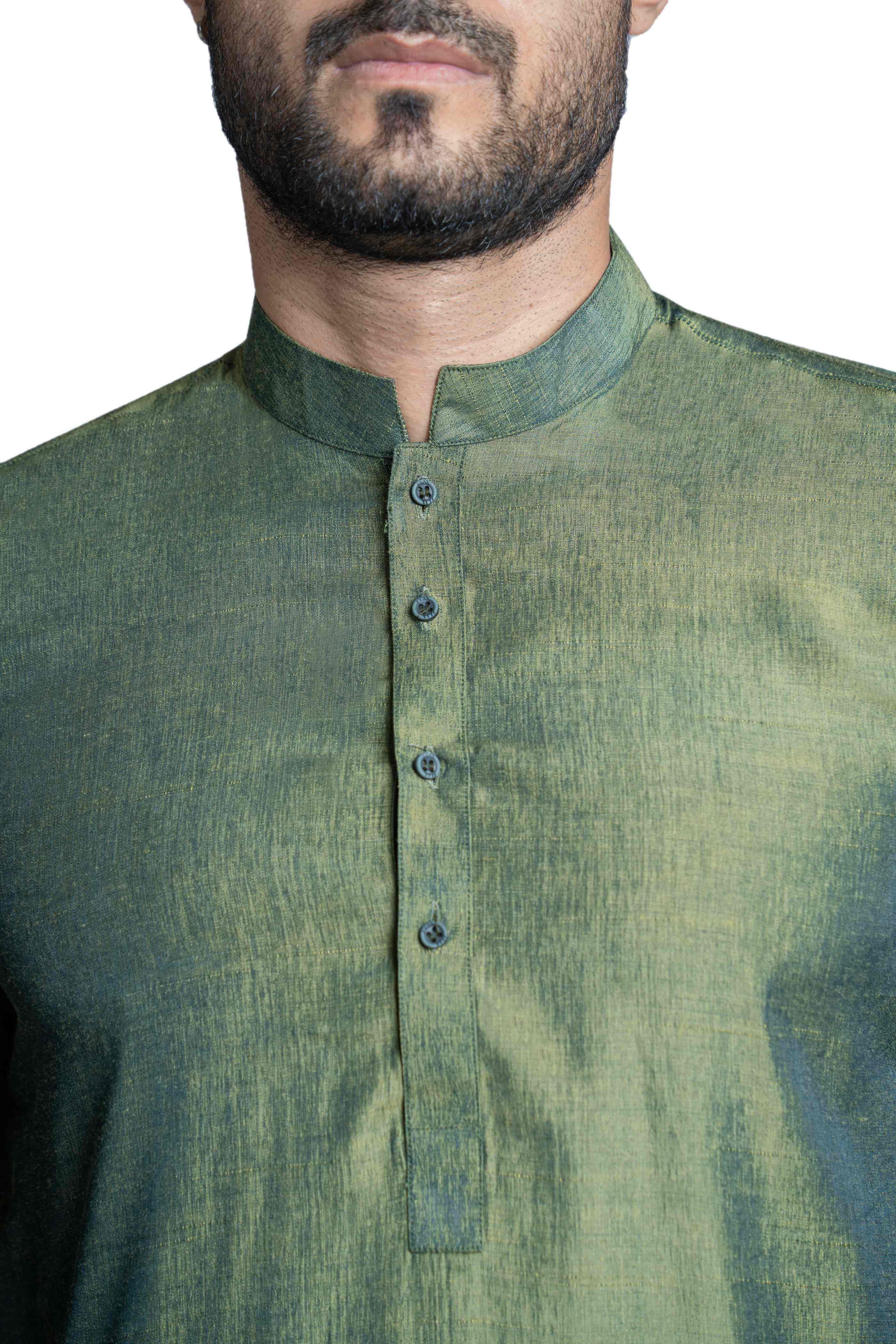 Classic Green Kurta with White Pyjama