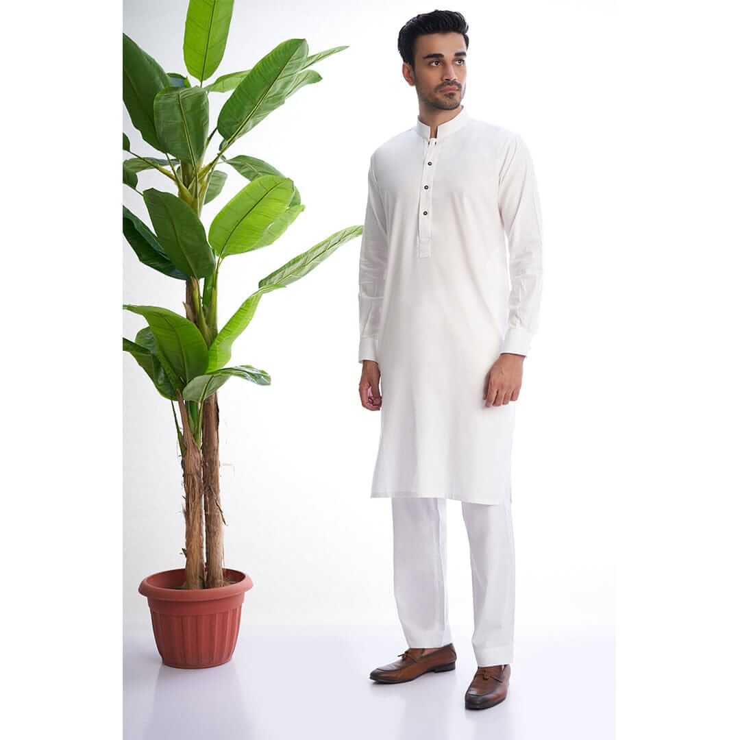 Classic White Kurta Pyjama for Mens