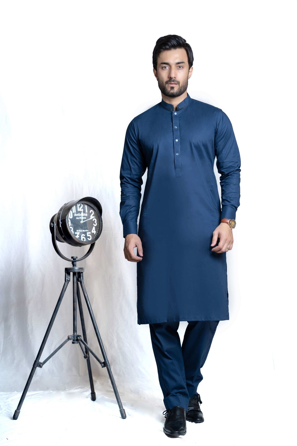 Deep Blue Polyester Kurta Pant