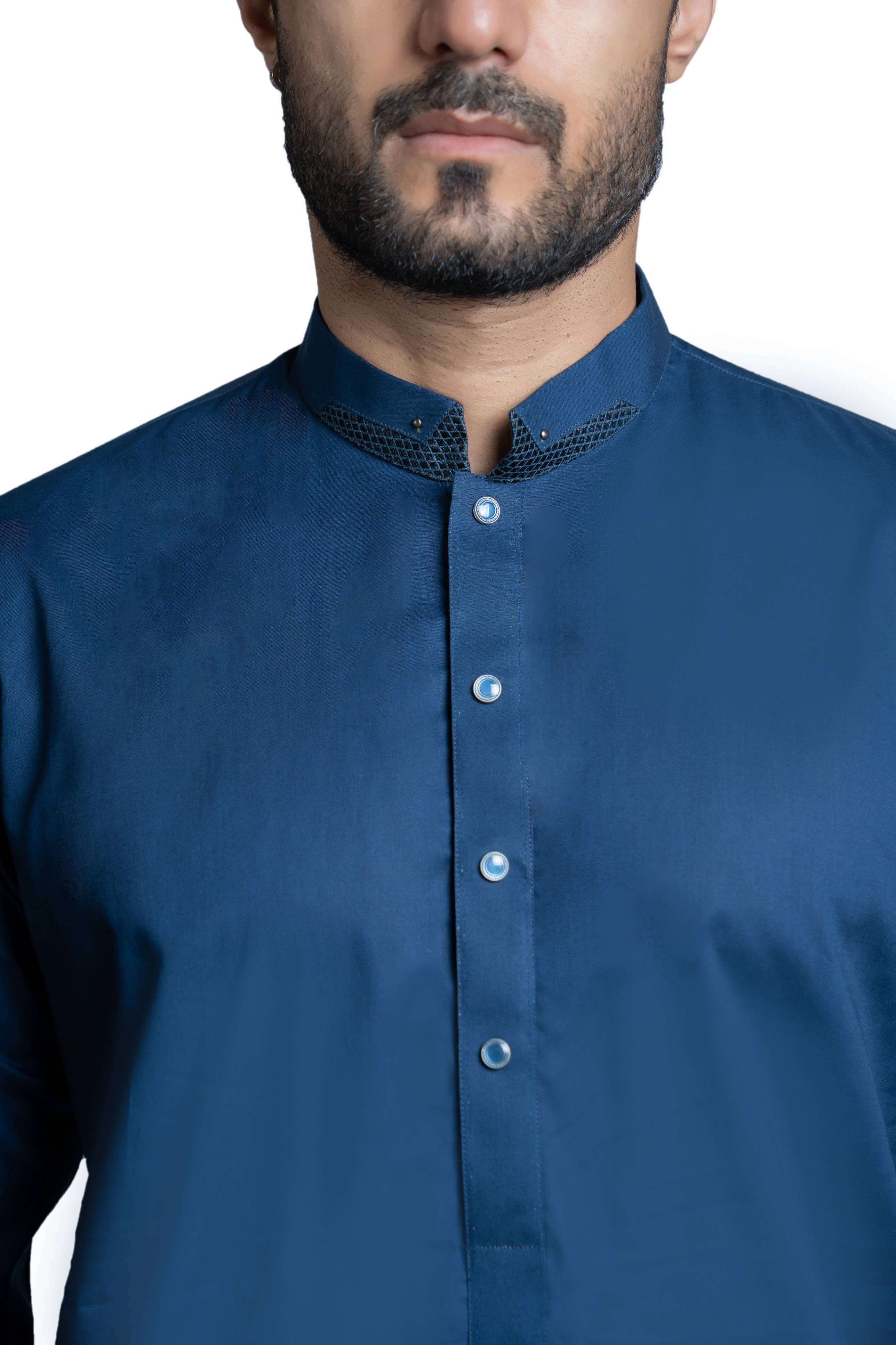 Deep Blue Polyester Kurta Pant