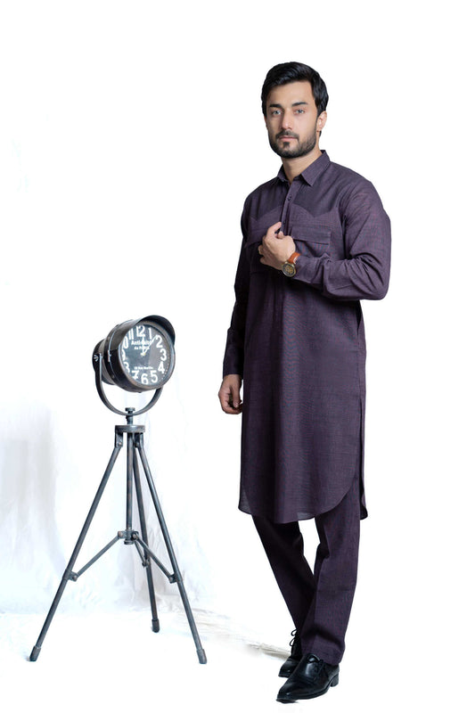 Deep Purple Curundi  Kurta Pants