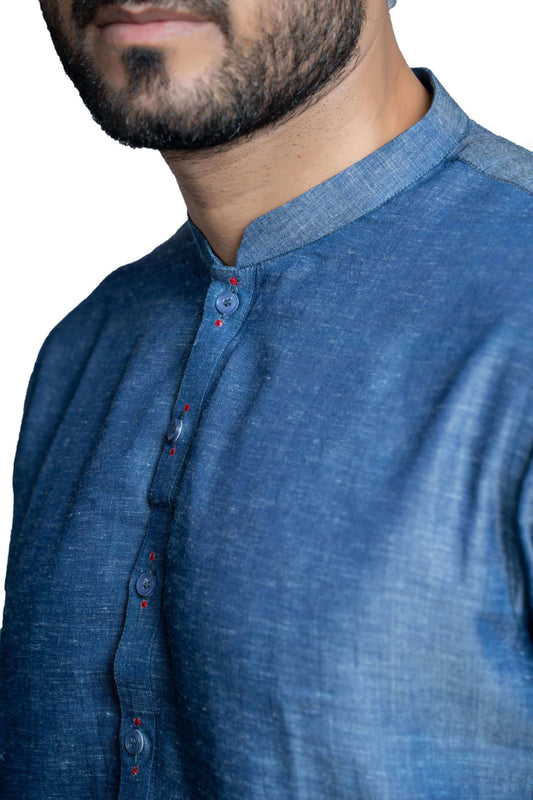 Elegant Blue  Linen Kurta Pant 