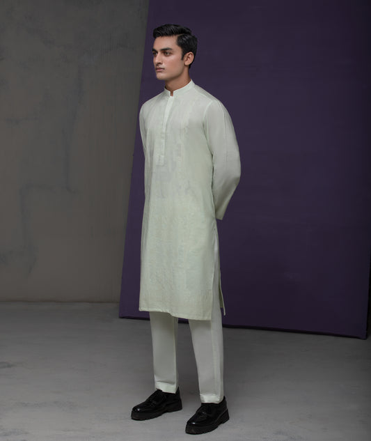 Pastel mint Cotton Jacquard