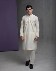 Ivory Cotton Jacquard with Self texture