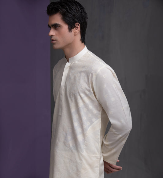 Ivory Cotton Jacquard with Self texture