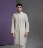 Ivory Cotton Jacquard with Self texture