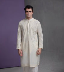 Ivory Cotton Jacquard with Self texture