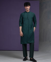 Emerald Green cotton jacquard with Self texture