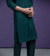 Emerald Green cotton jacquard with Self texture