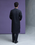 Jet black persian art embroidered kurta pyjama set