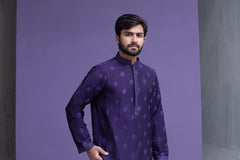 Dark Purple motif spread embroidered Kurta pyjama