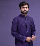 Dark Purple motif spread embroidered Kurta pyjama