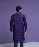 Dark Purple motif spread embroidered Kurta pyjama