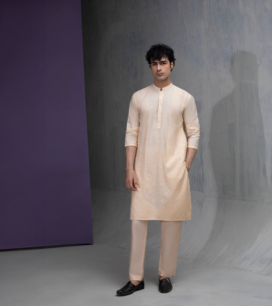 Pastel Peach Cotton Jacquard