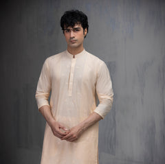 Pastel Peach Cotton Jacquard