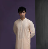 Pastel Peach Cotton Jacquard